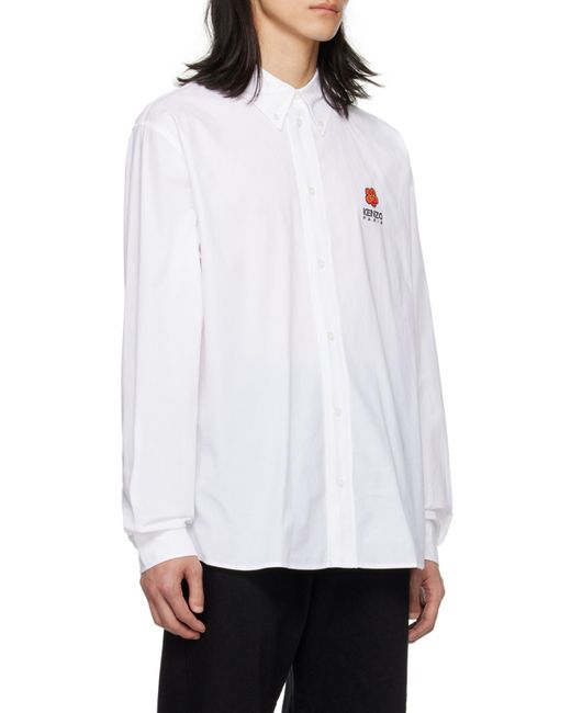 KENZO White Boke Flower Embroidered Buttoned Shirt for men