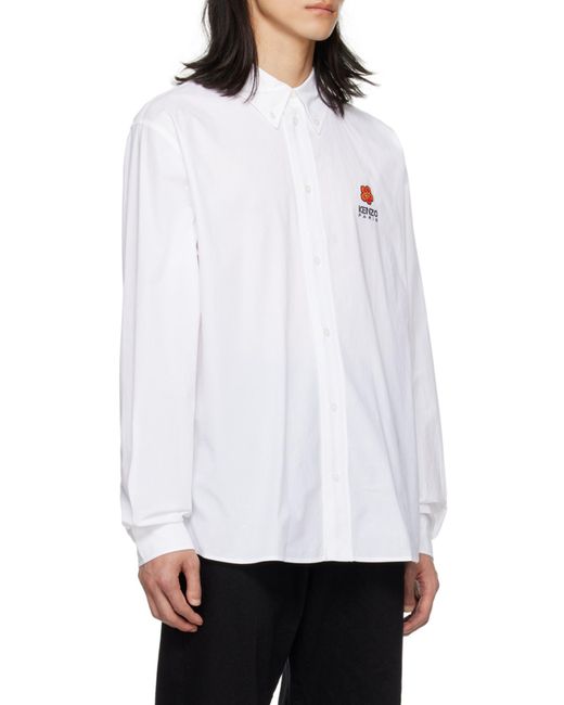 KENZO White Boke Flower Embroidered Buttoned Shirt for men