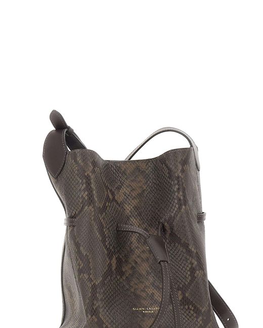 Gianni Chiarini Gray Sienna Python-Print Leather Shoulder Bag