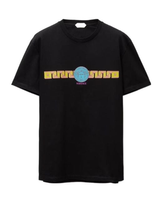 Versace Black Printed Cotton-Jersey Slim T-Shirt for men