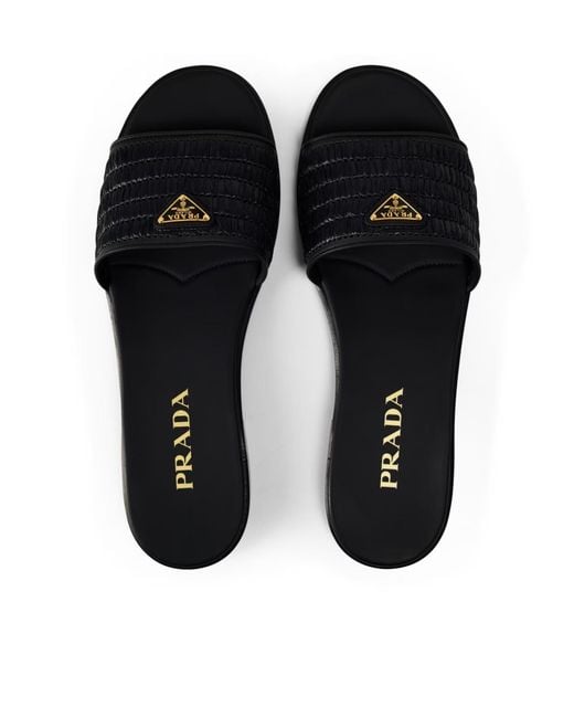 Prada Black Logo Slippers