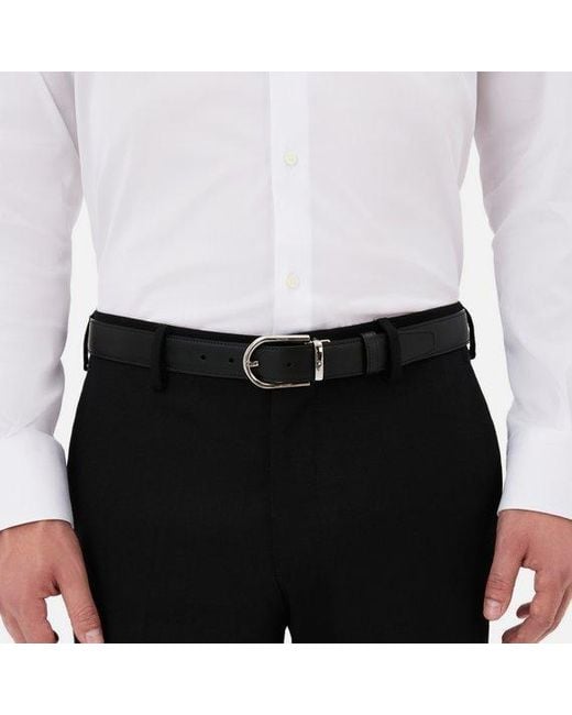 Montblanc Blue Reversible Horseshoe Buckle Belt for men