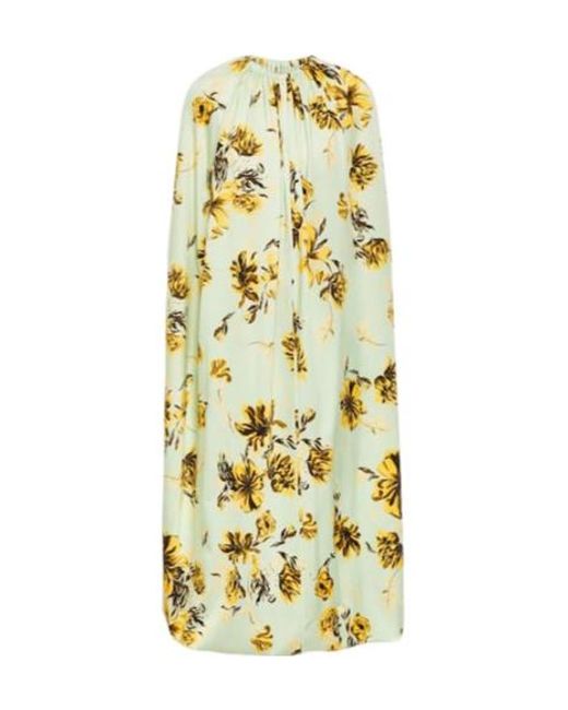 Jil Sander Metallic Floral Caped Midi Dress