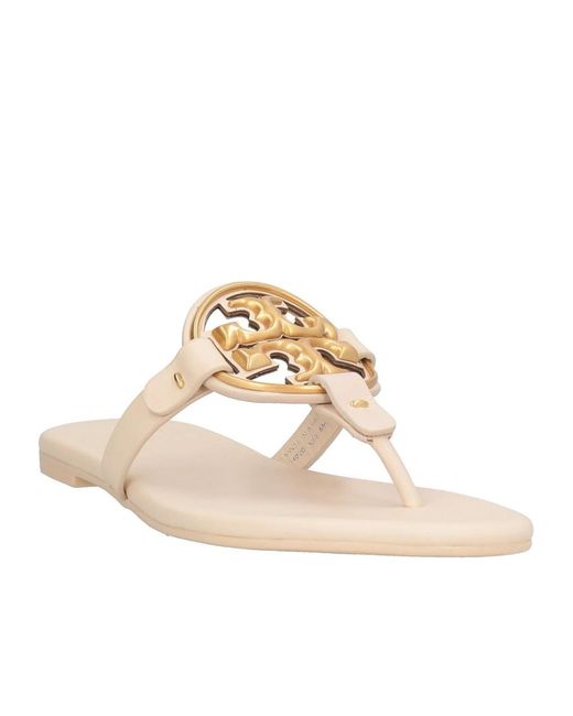 Tory Burch Natural Plain Colour Flip Flops
