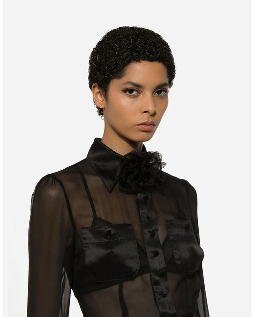 Dolce & Gabbana Black Chiffon Shirt Dress