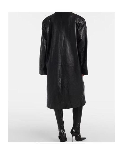 Entire studios Black Oversized Leather Coat