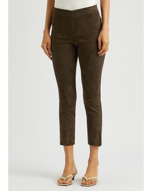 Vince Brown Split-Cuff Suede Trousers