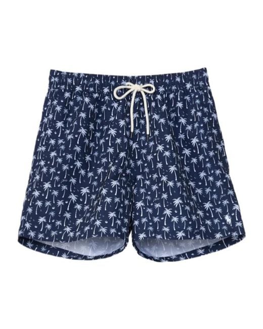 Polo Ralph Lauren Blue Palm Tree-Print Drawstring Swim Shorts for men