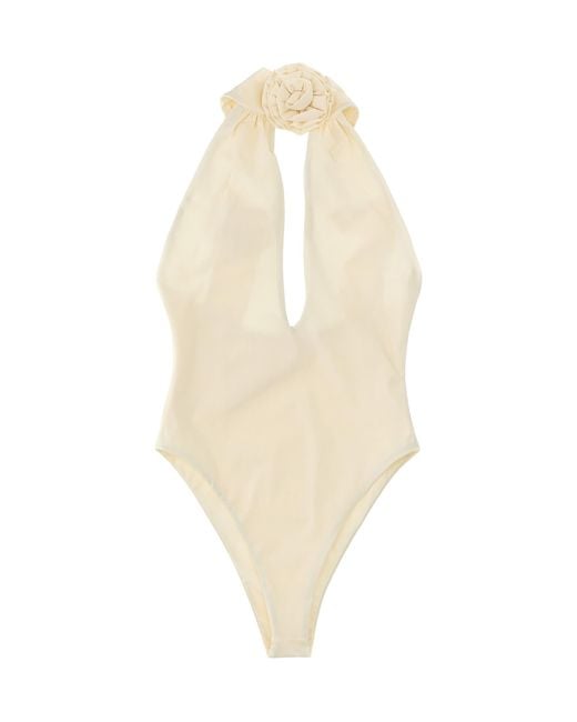 Magda Butrym White Hollow-Out Neck Swimsuit