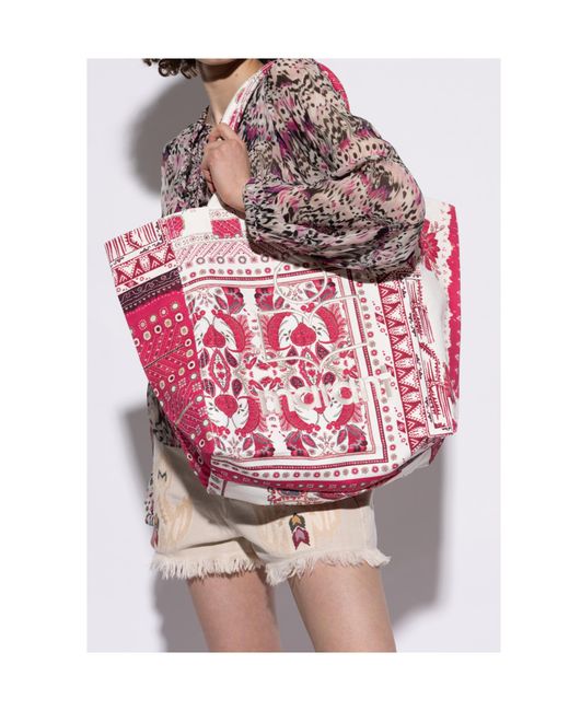 Isabel Marant Pink Yenky Logo Embroidered Shopping Bag