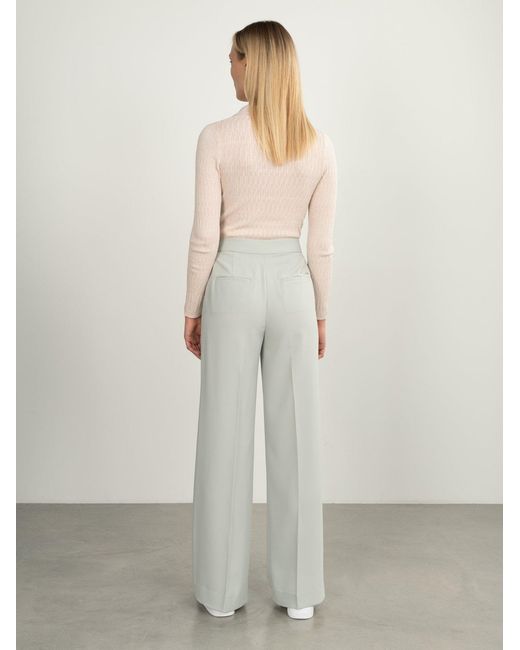 Calvin Klein Gray Twill Wide-Leg Trousers