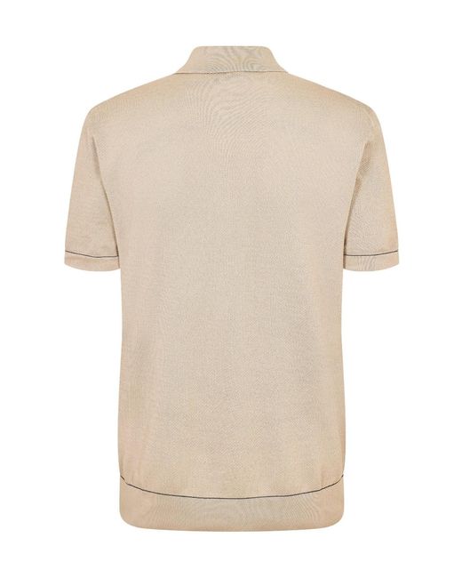 Brioni Natural Short Sleeve Polo Shirt for men