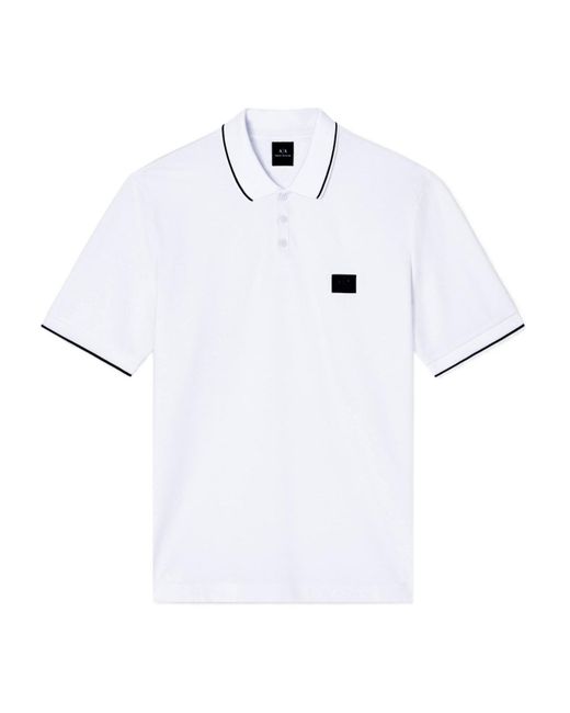 ARMANI EXCHANGE White Short Sleeve Polo Shirt for men