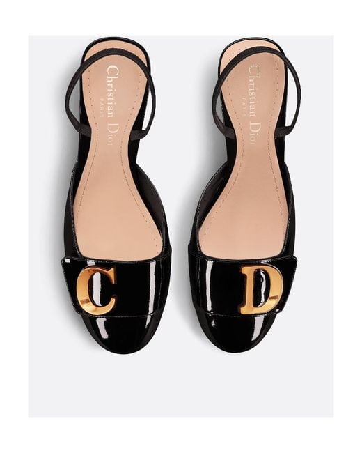 Dior Black Christian Logo Plaque Round Toe Pumps