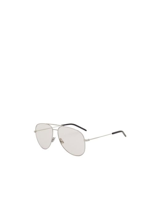 Saint Laurent White Eyewear Classic 11 Aviator Sunglasses