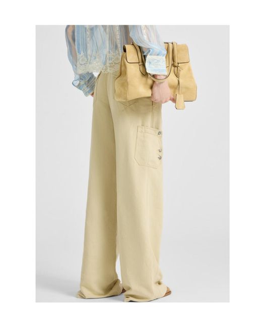 Ermanno Scervino Natural Buttoned Trousers