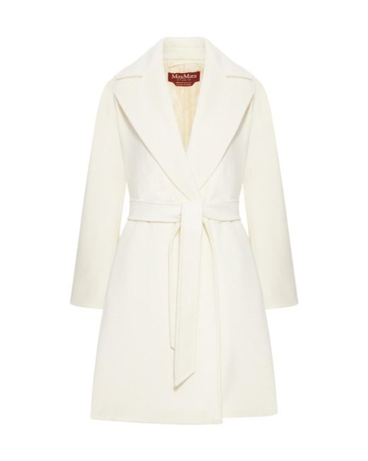 Max Mara White Wool Robe Coat