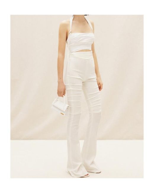 Jacquemus White High-Waisted Flared Trousers