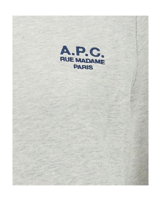 A.P.C. Gray Logo-Print Crewneck Sweater
