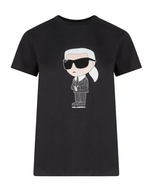 Karl Lagerfeld Black Organic Cotton T-Shirt With Front Karl Print