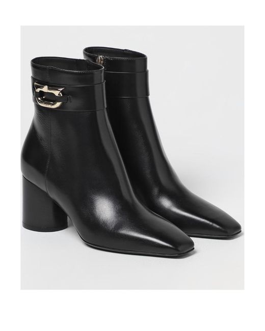 Ferragamo Black Ferragamo Pointed Toe Buckle Boots