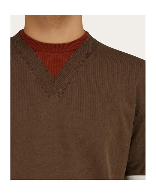 Ferragamo Brown Ferragamo Layered Knitted T-Shirt for men