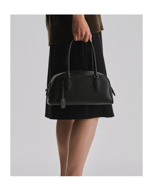 The Row Black Small India Grained-Leather Tote Bag