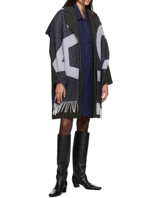 A.P.C. Gray Logo-Embroidered Fringed-Edge Scarf for men