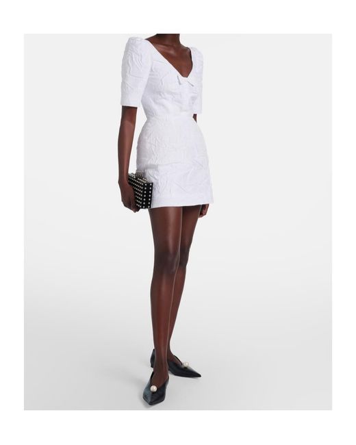 ShuShu/Tong White Bow-Detail Cotton-Blend Minidress