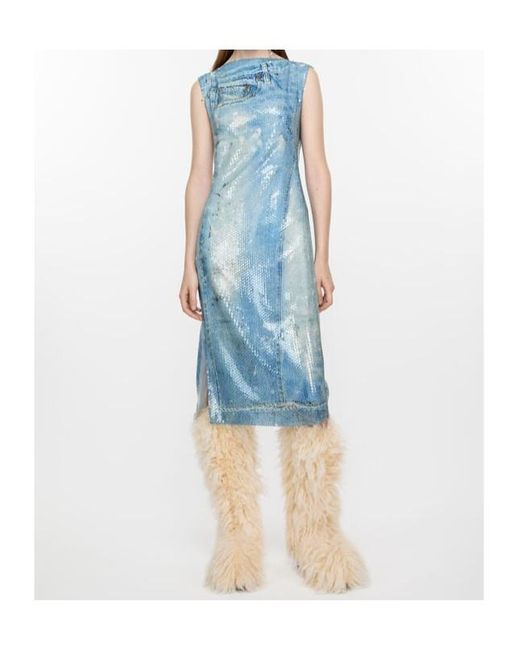 Acne Blue Printed Sequin Dress