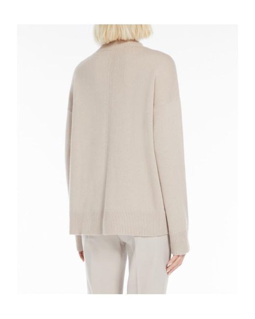 Max Mara Natural Round Neck Knitted Sweater