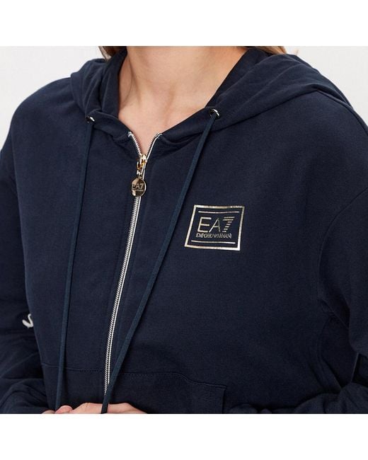EA7 Blue Drawstring Hooded Hoodie