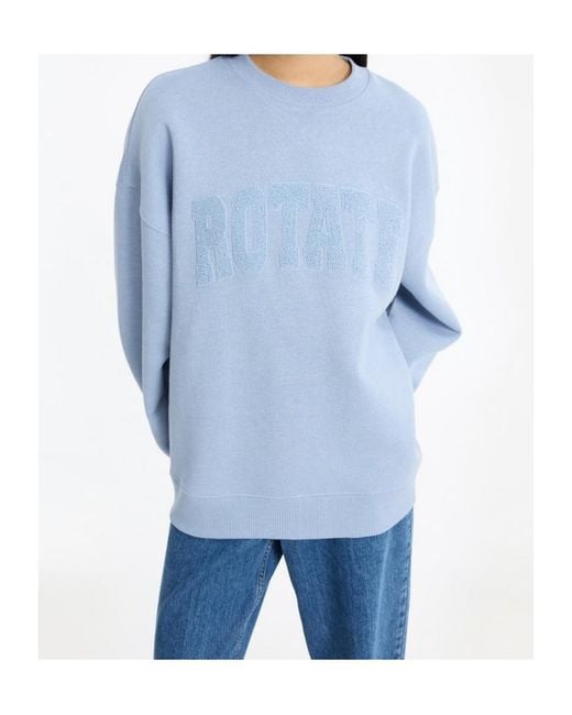 ROTATE BIRGER CHRISTENSEN Blue Crewneck Heavy Sweatshirt