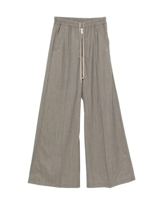 Rick Owens Gray Drawstring Wide Leg Trousers for men
