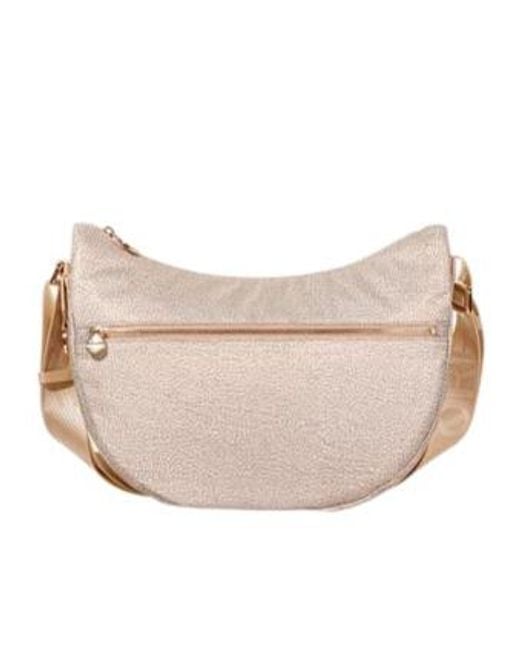 Borbonese Natural Zipped Medium Shoulder Bag