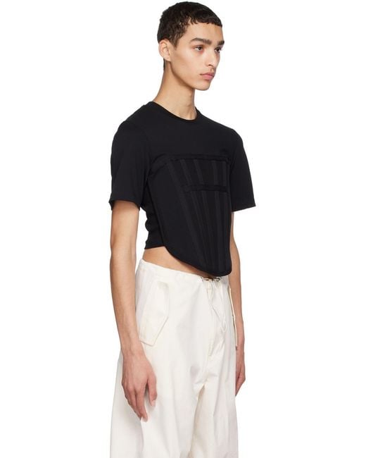 Dion Lee Black Corset Organic Cotton T-Shirt for men