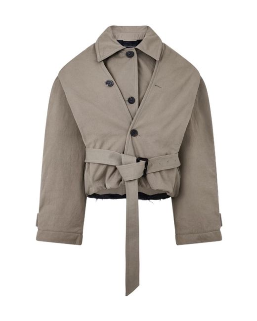 Balenciaga Gray Hooded Trench Coat