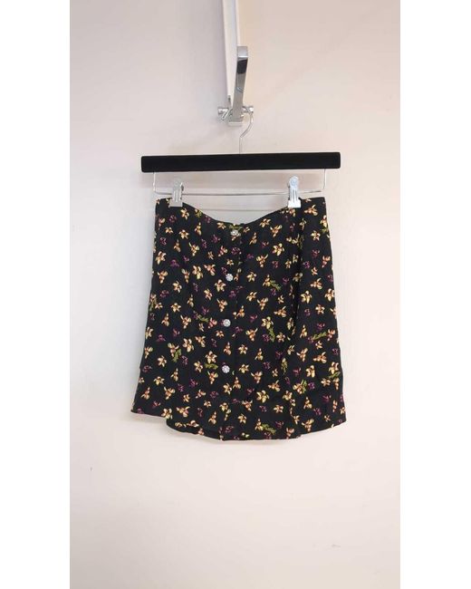 ROTATE BIRGER CHRISTENSEN Black Floral Pattern Skirt
