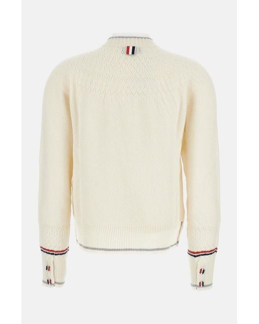 Thom Browne White Round Neck Jumper