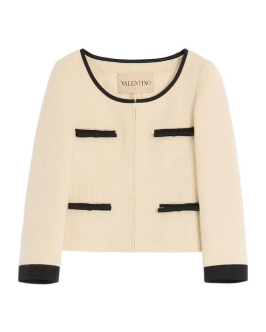 Valentino Natural Bow Detailed Tweed Jacket