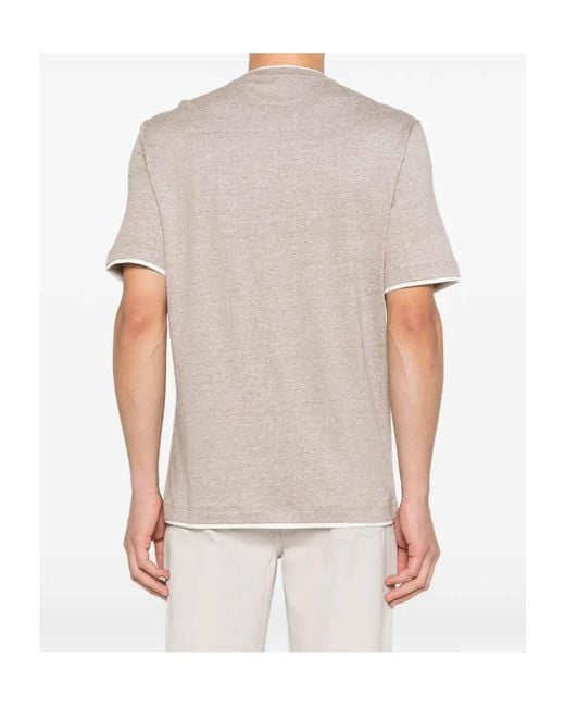 Brunello Cucinelli White T-Shirt With Faux-Layering for men