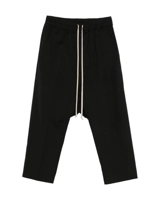 Rick Owens Black Drawnstring Cropped Pants for men