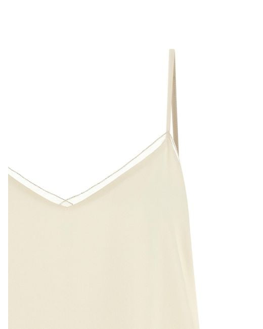 Fabiana Filippi Natural V-Neck Embellished-Trim Top