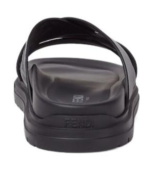 Fendi Brown Crossover Slip-On Slides for men