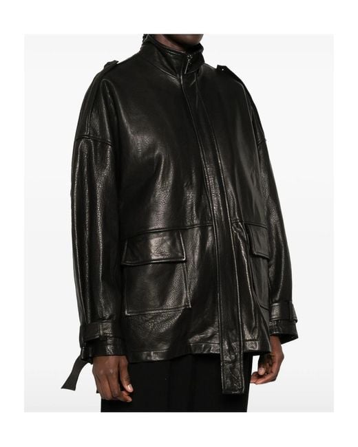 Giorgio Brato Black Long-Sleeve Leather Jacket