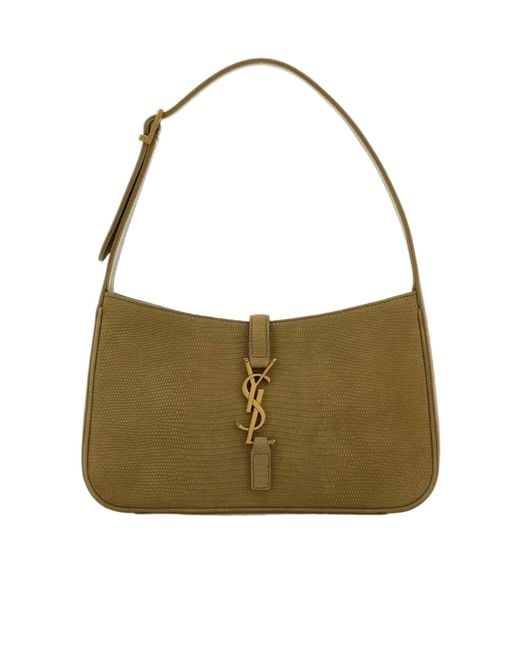 Saint Laurent Green Le 5 À 7 Logo Plaque Shoulder Bag