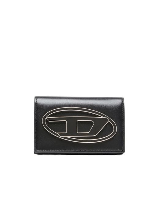 DIESEL Black 1Dr Oval-D Card Holder