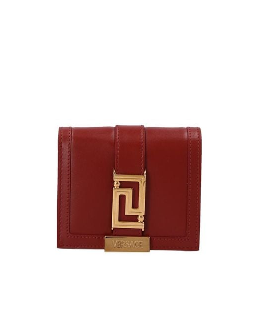 Versace Red Greca-Plaque Detail Wallet