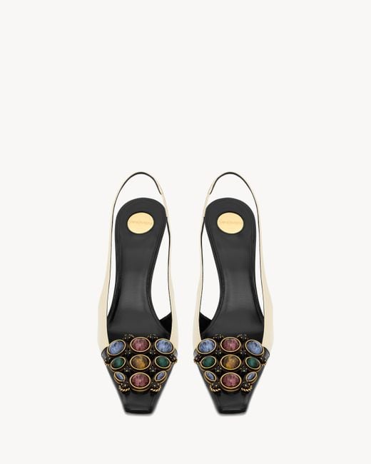 Saint Laurent Metallic Iceland Slingback Pumps