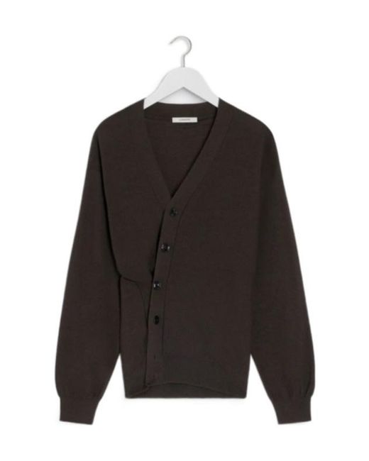 Lemaire Black V-Neck Long Sleeved Cardigan for men